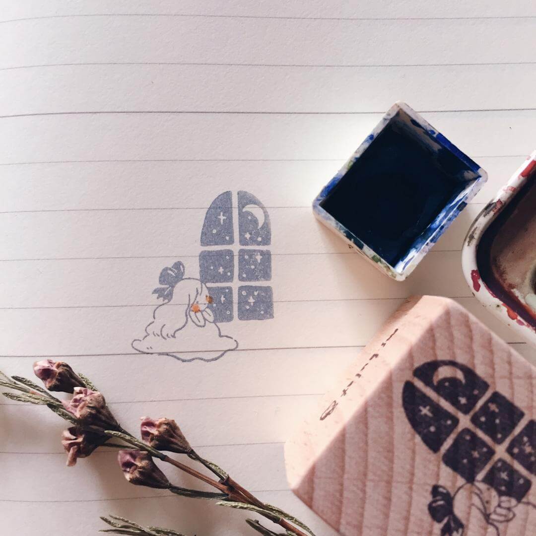 Msbulat Rubber Stamp - Moon Through The Window