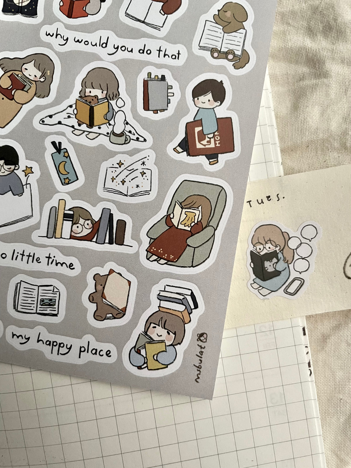 Msbulat Sticker Sheet - Bookworm Life