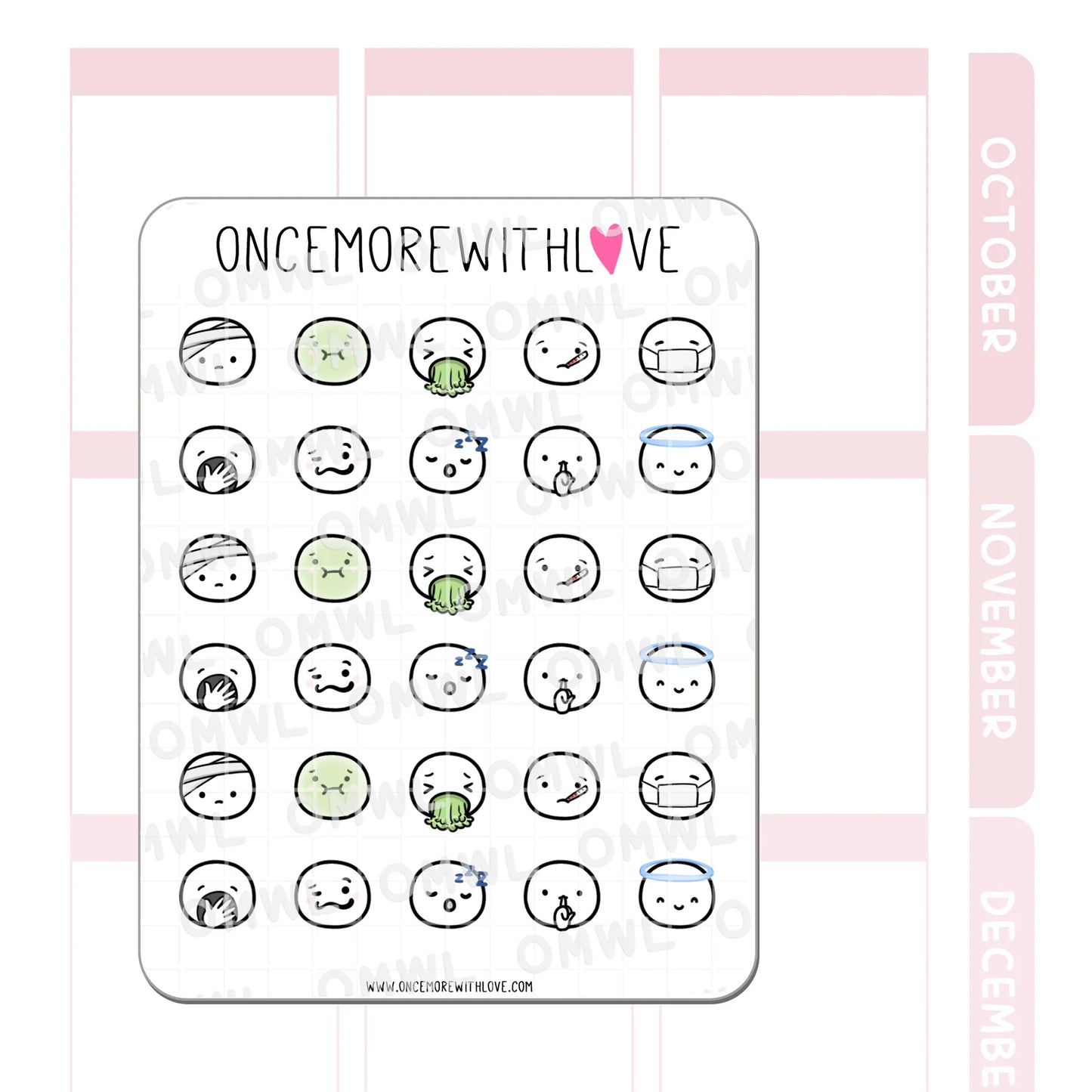 Once More With Love Sticker Sheet - Munchkin Emojis Pt. 8