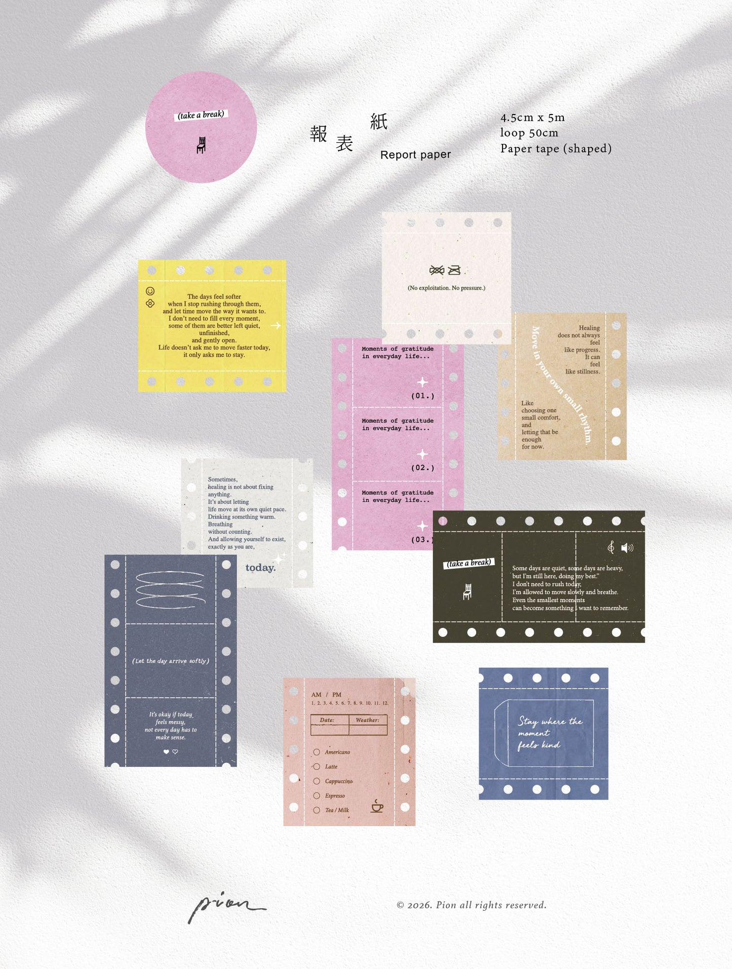Pion Kiss-Cut Paper Tape - Report Paper