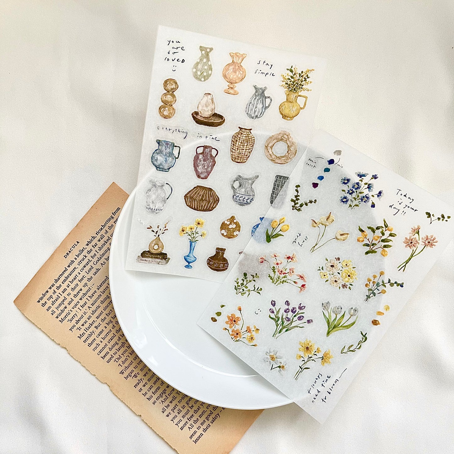 Pion Transfer Sticker Sheet - Floral