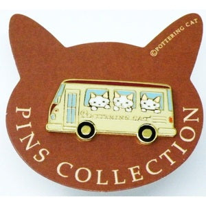 Pottering Cat Enamel Pin - Bus