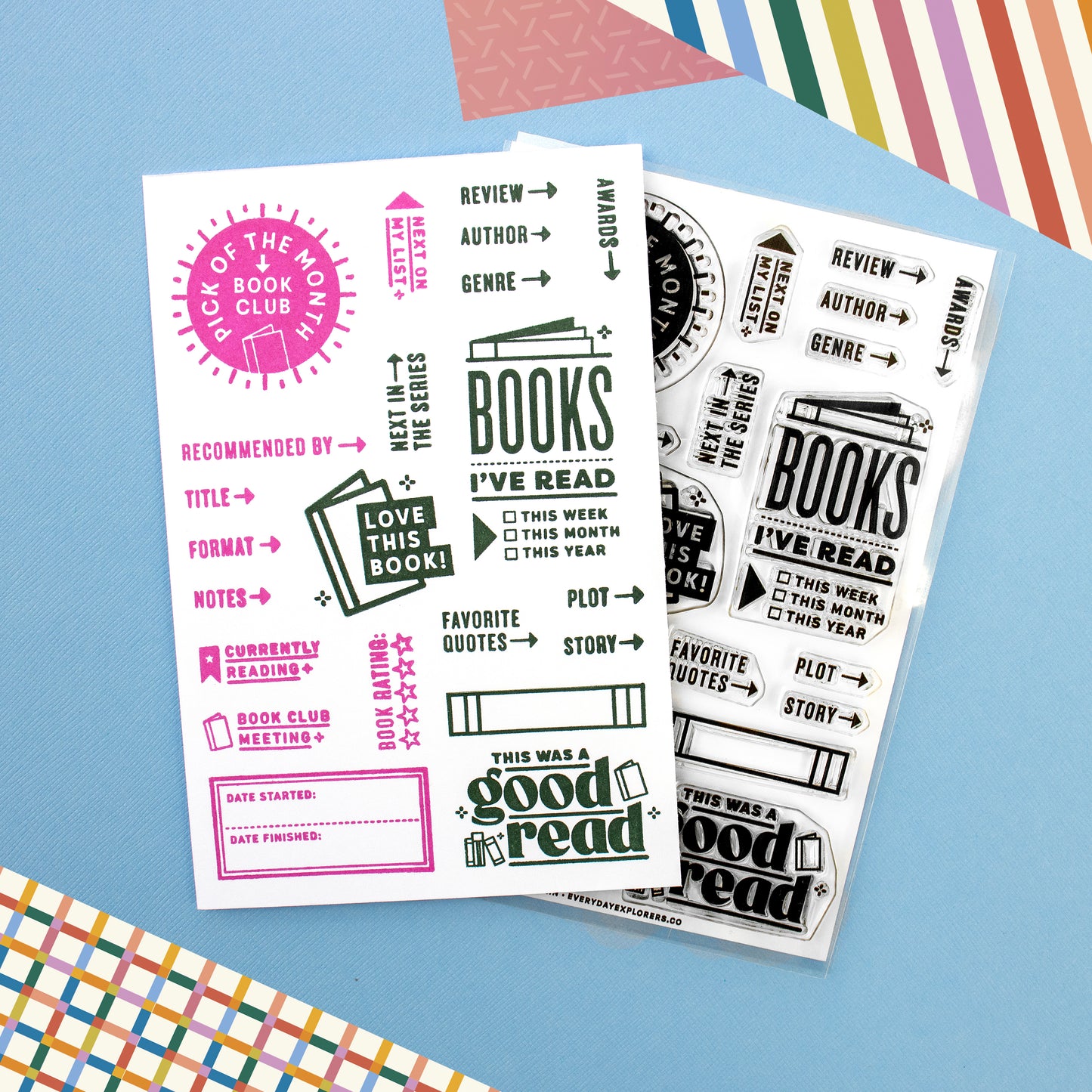 Everyday Explorers Co. Clear Stamps - Reading Journal