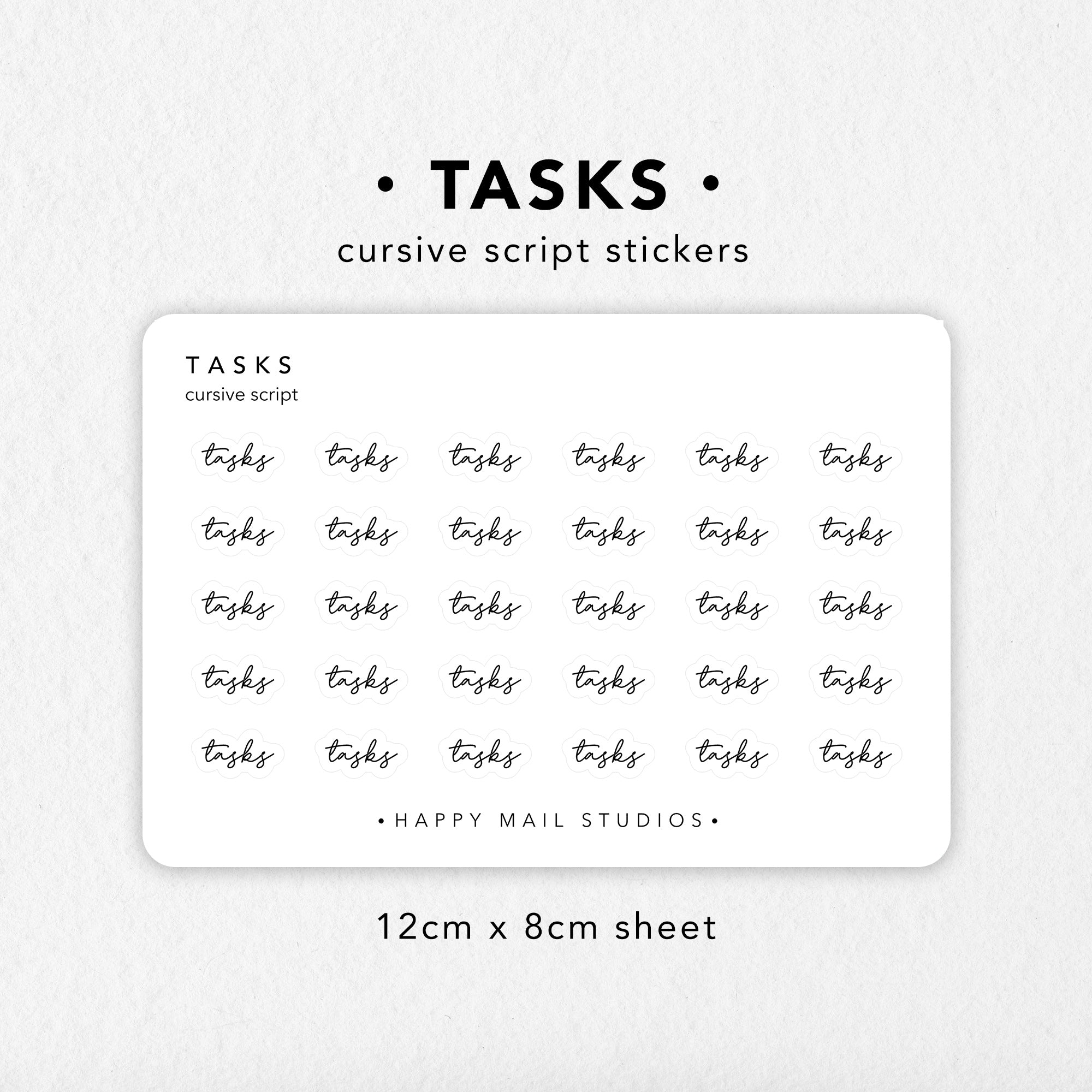 Tasks Cursive Script Stickers – Happy Mail Studios