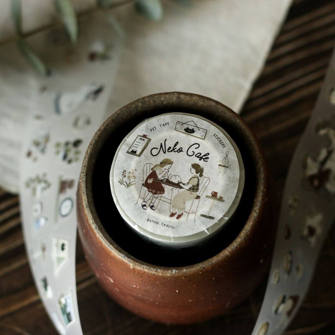 TeaYou Kiss-Cut PET Tape - Neko Cafe (Loop)