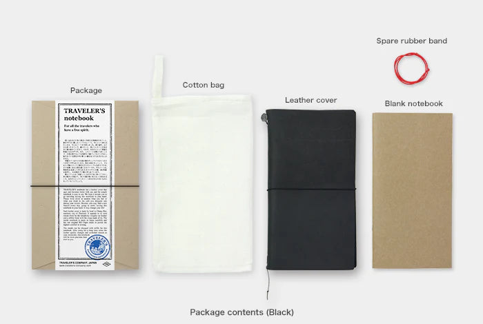 Traveler's Notebook Leather Cover Starter Set - Regular - Black