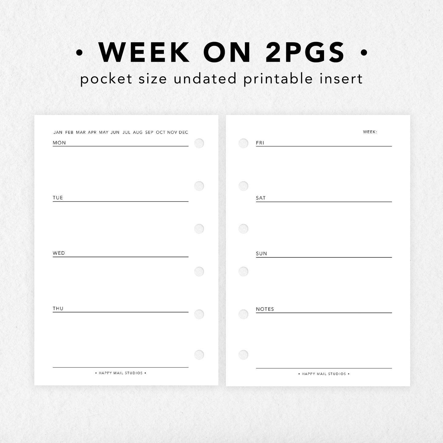 Printable Week on 2 Pages Inserts