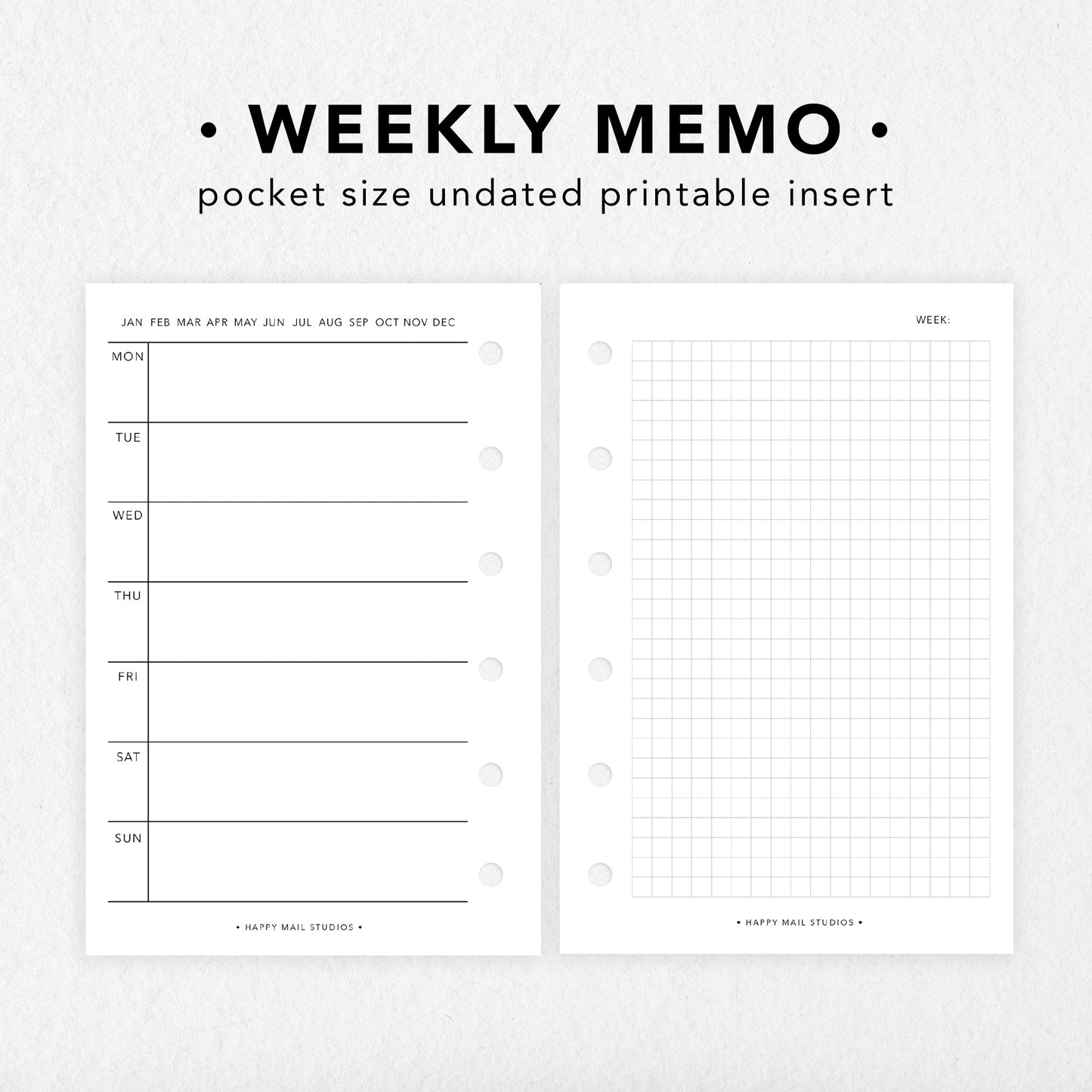 Printable Weekly Memo Inserts