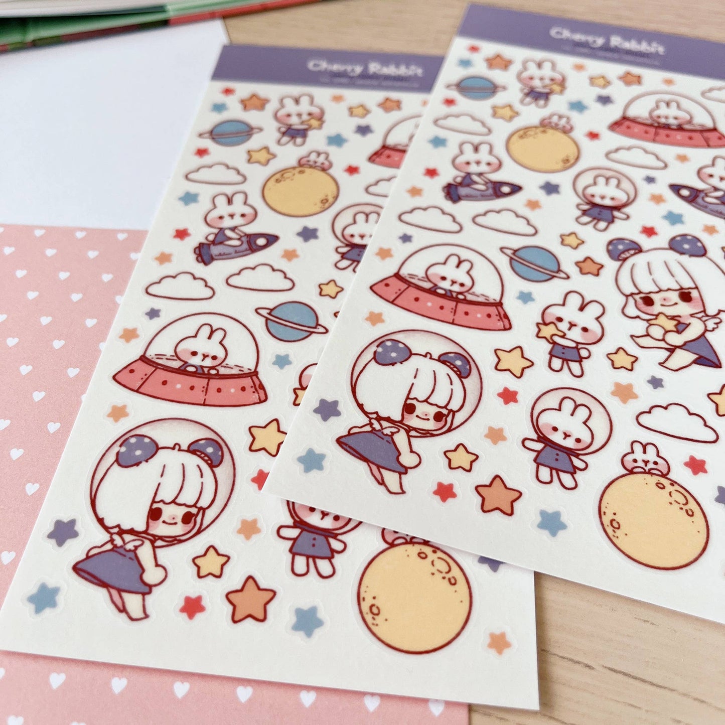 Cherry Rabbit Sticker Sheet - Space Adventure