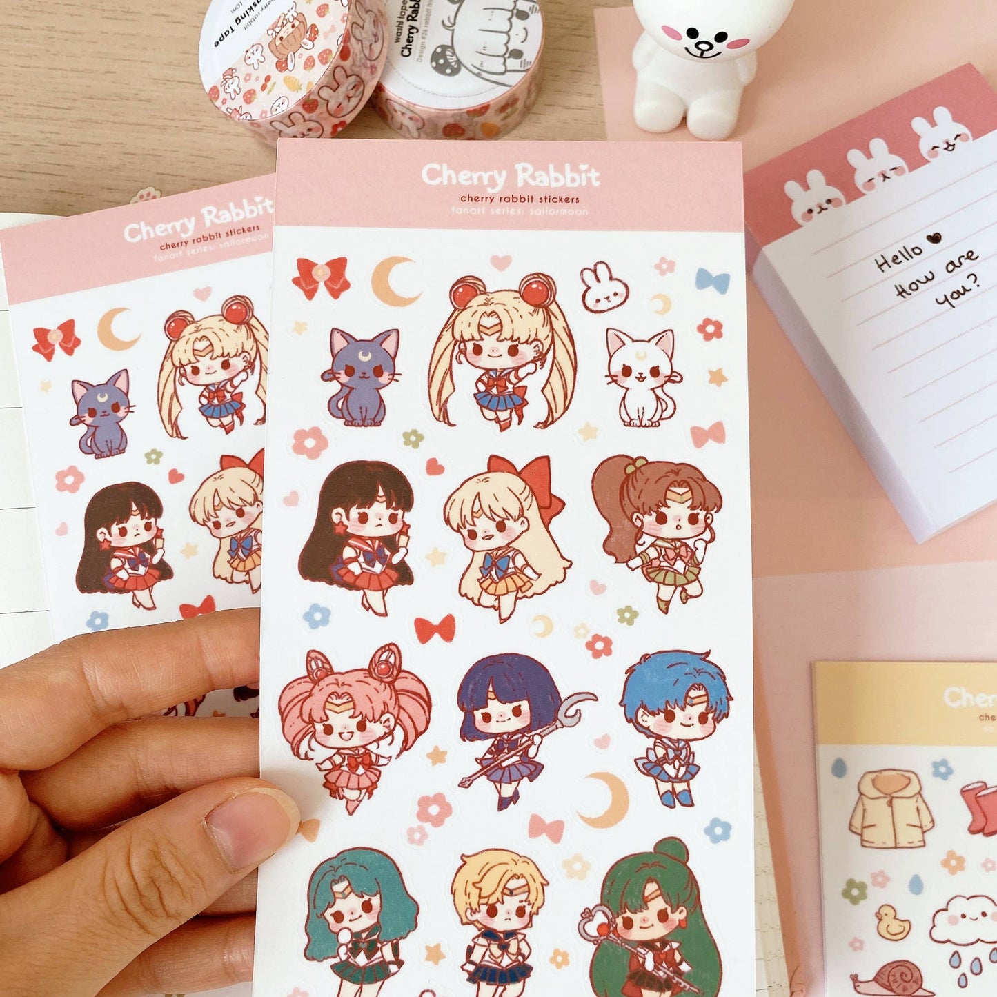 Cherry Rabbit Sticker Sheet - Sailormoon