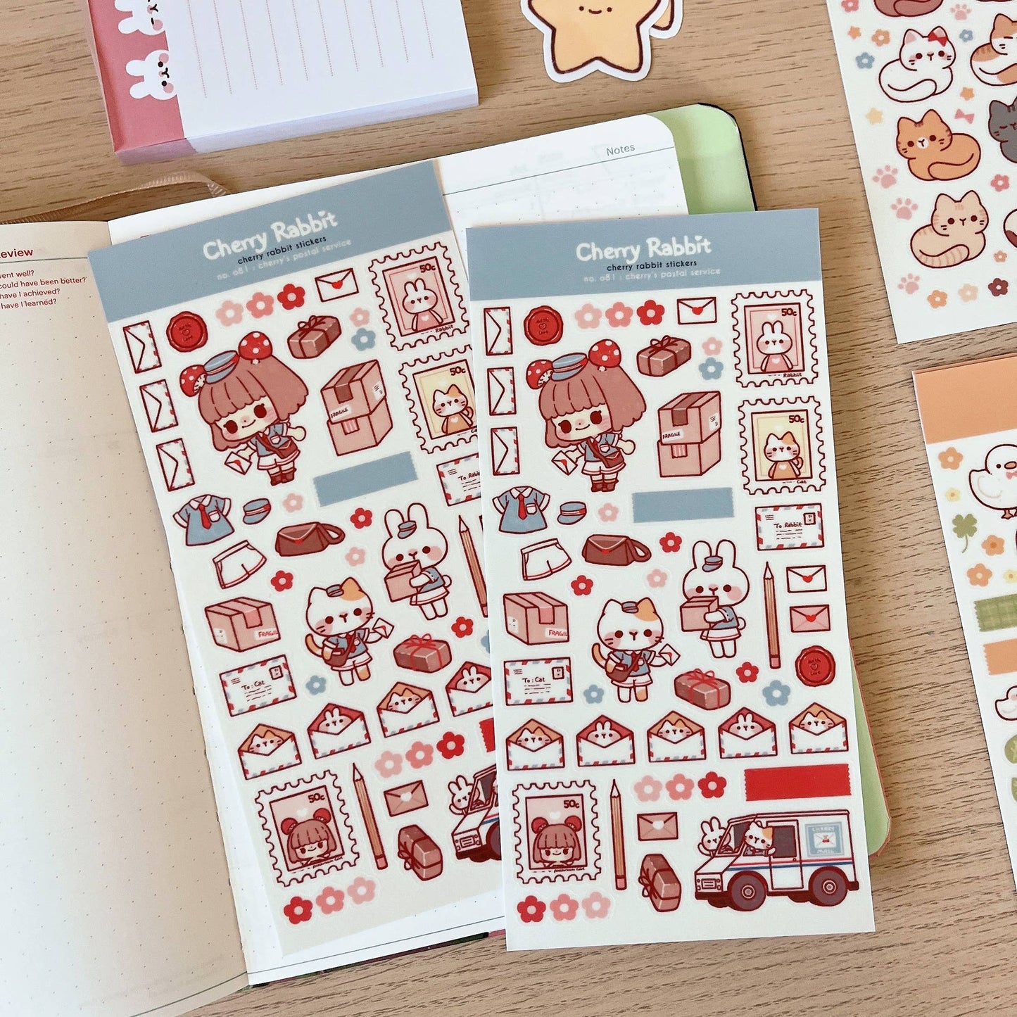 Cherry Rabbit Sticker Sheet - Cherry's Postal Service