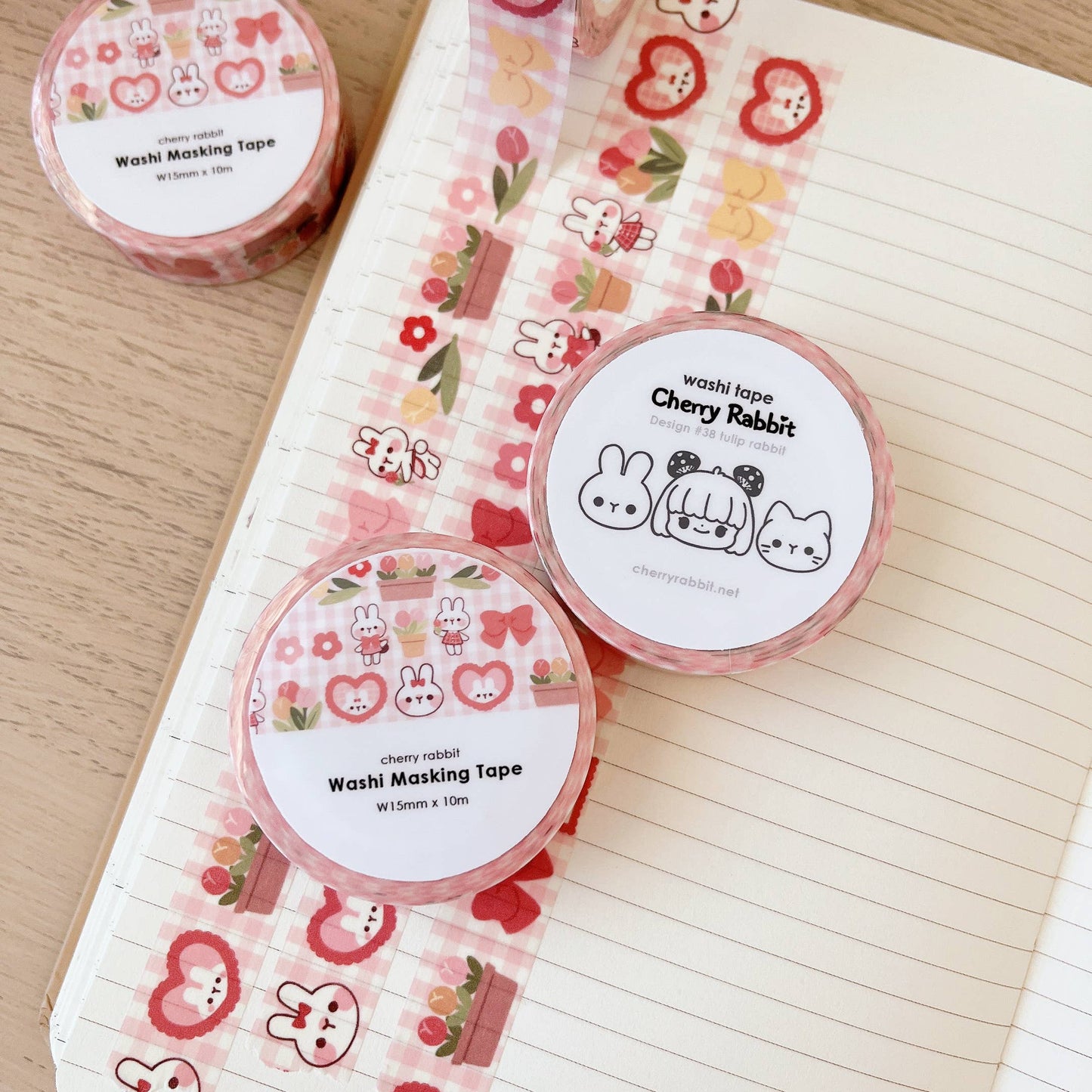 Cherry Rabbit Washi Tape - Tulip Rabbit