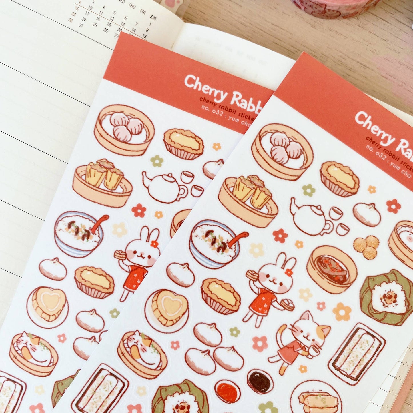 Cherry Rabbit Sticker Sheet - Yum Cha