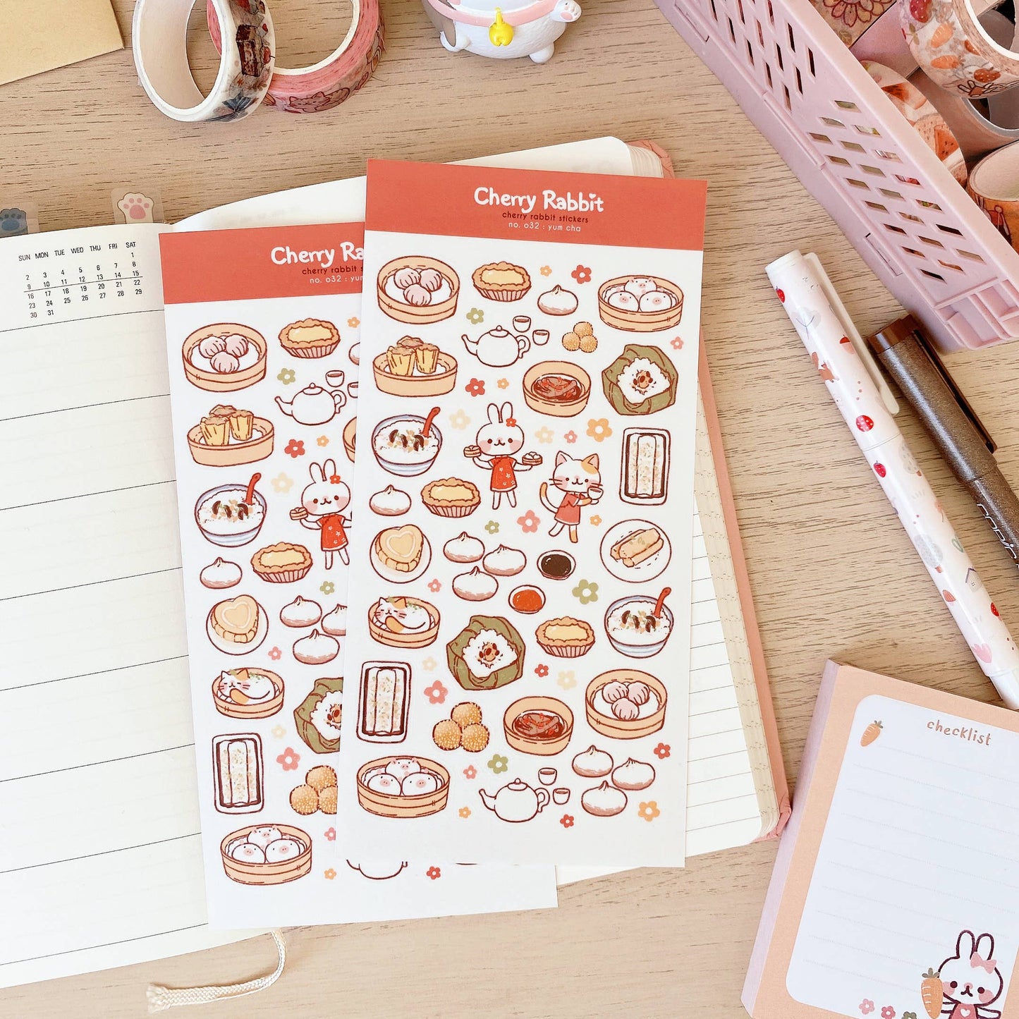 Cherry Rabbit Sticker Sheet - Yum Cha