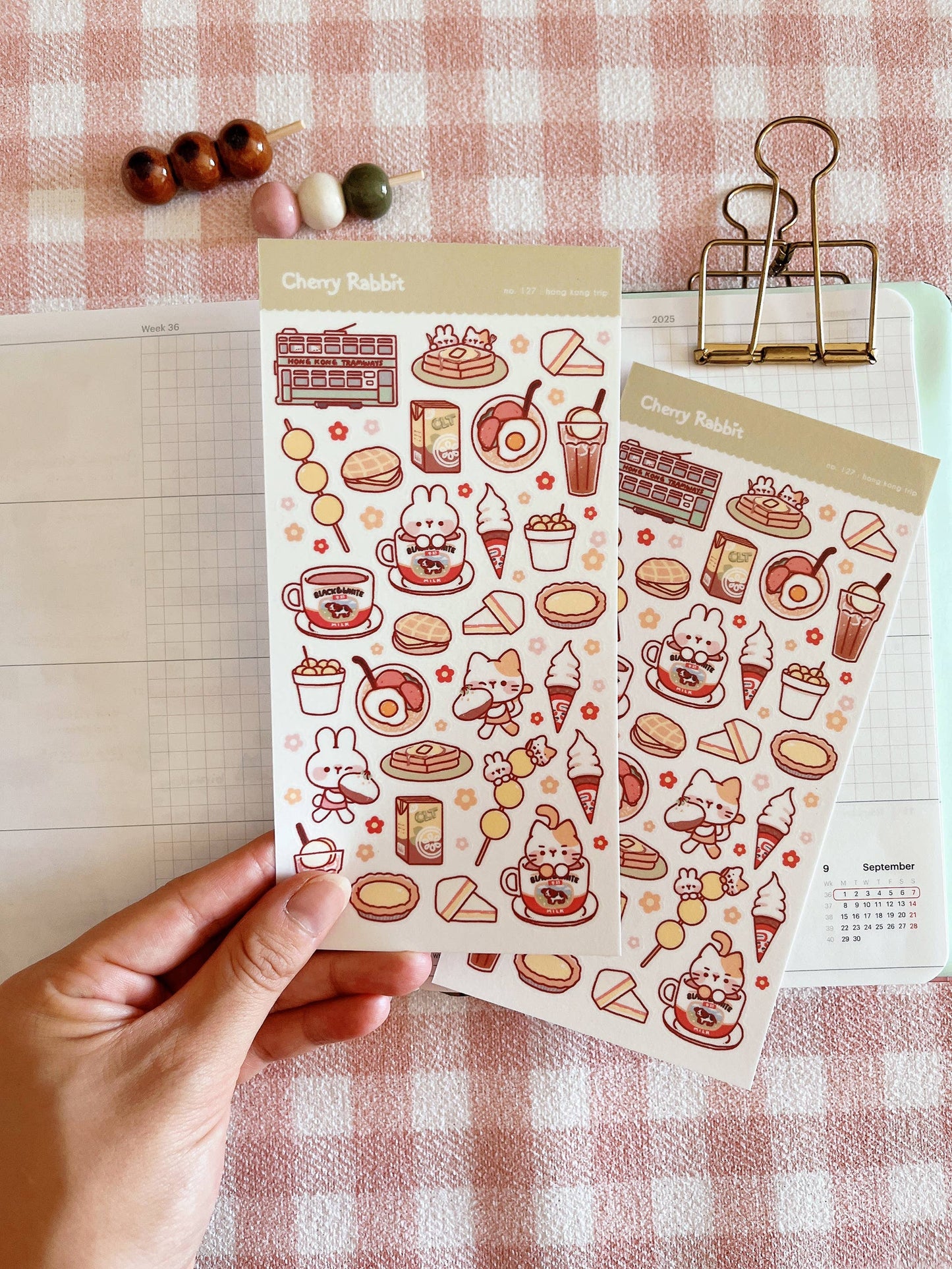 Cherry Rabbit Sticker Sheet - Hong Kong Trip #127