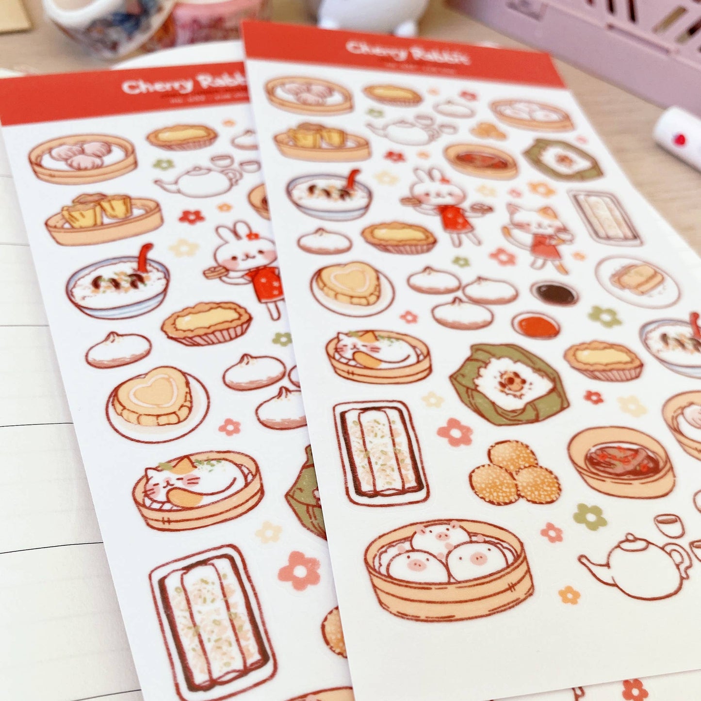 Cherry Rabbit Sticker Sheet - Yum Cha