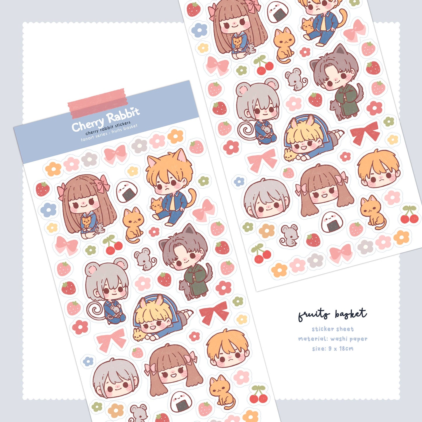Cherry Rabbit Sticker Sheet - Fruits Basket