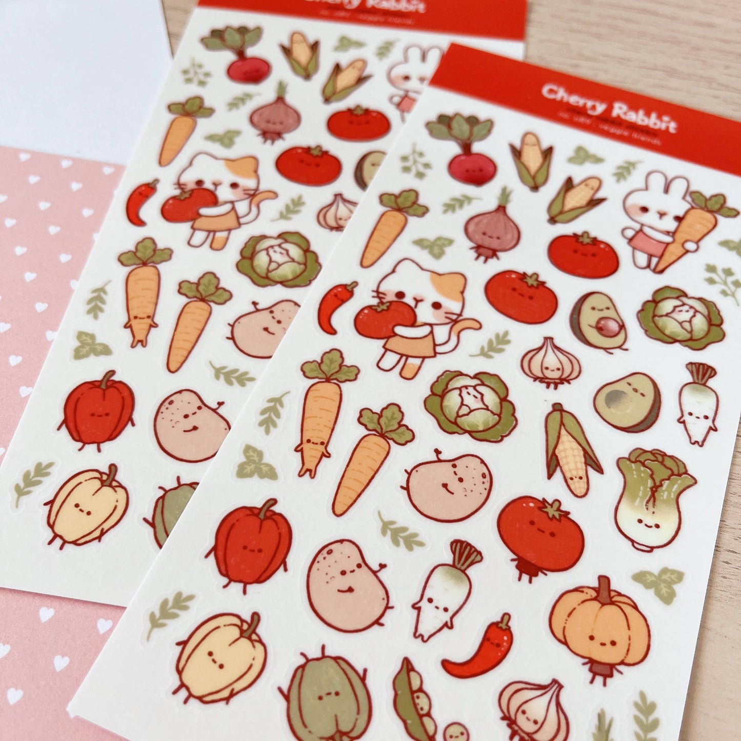 Cherry Rabbit Sticker Sheet - Veggie Friends