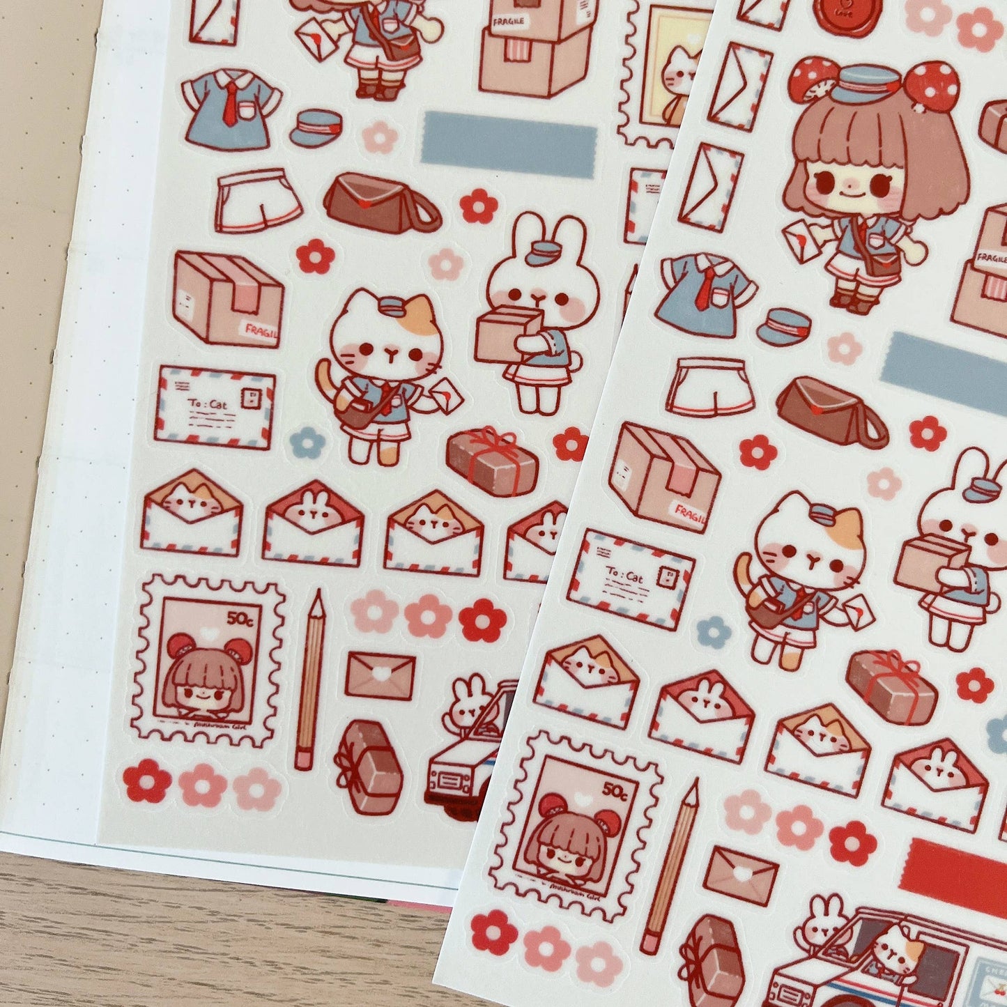 Cherry Rabbit Sticker Sheet - Cherry's Postal Service
