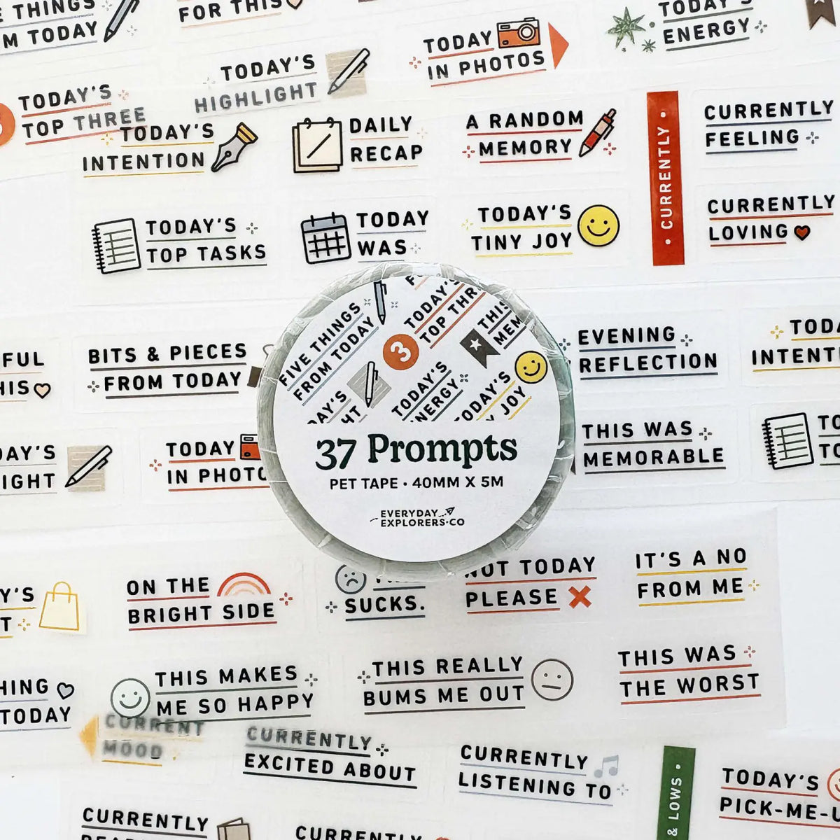 Everyday Explorers Co. Kiss-Cut PET Tape - 37 Prompts