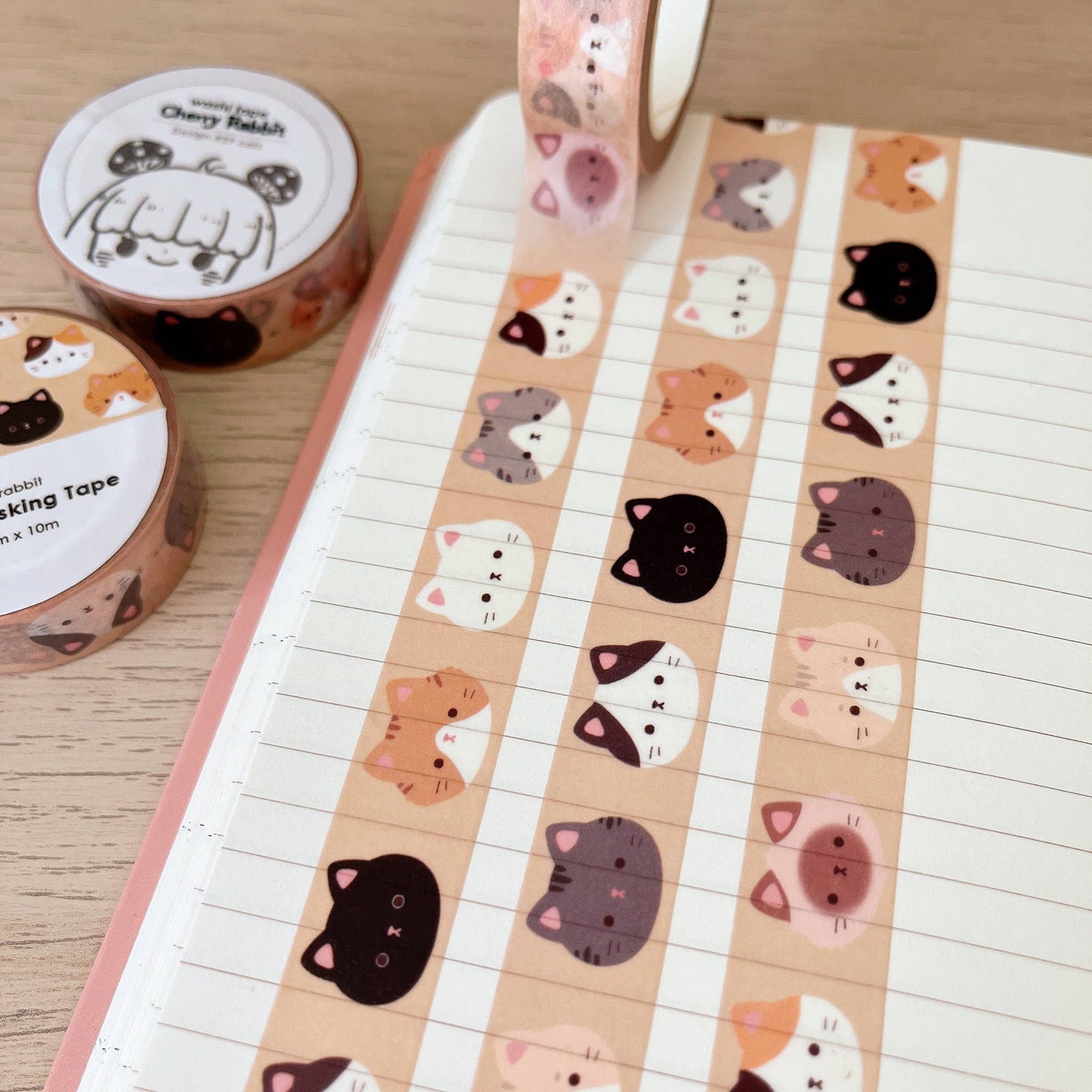 Cherry Rabbit Washi Tape - Cat Heads