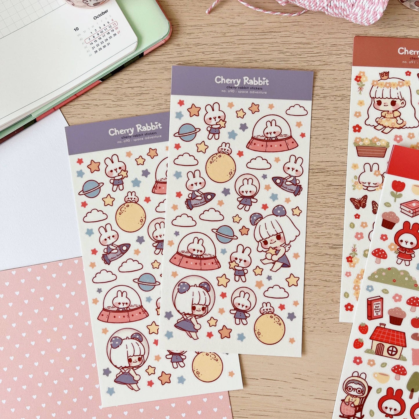 Cherry Rabbit Sticker Sheet - Space Adventure