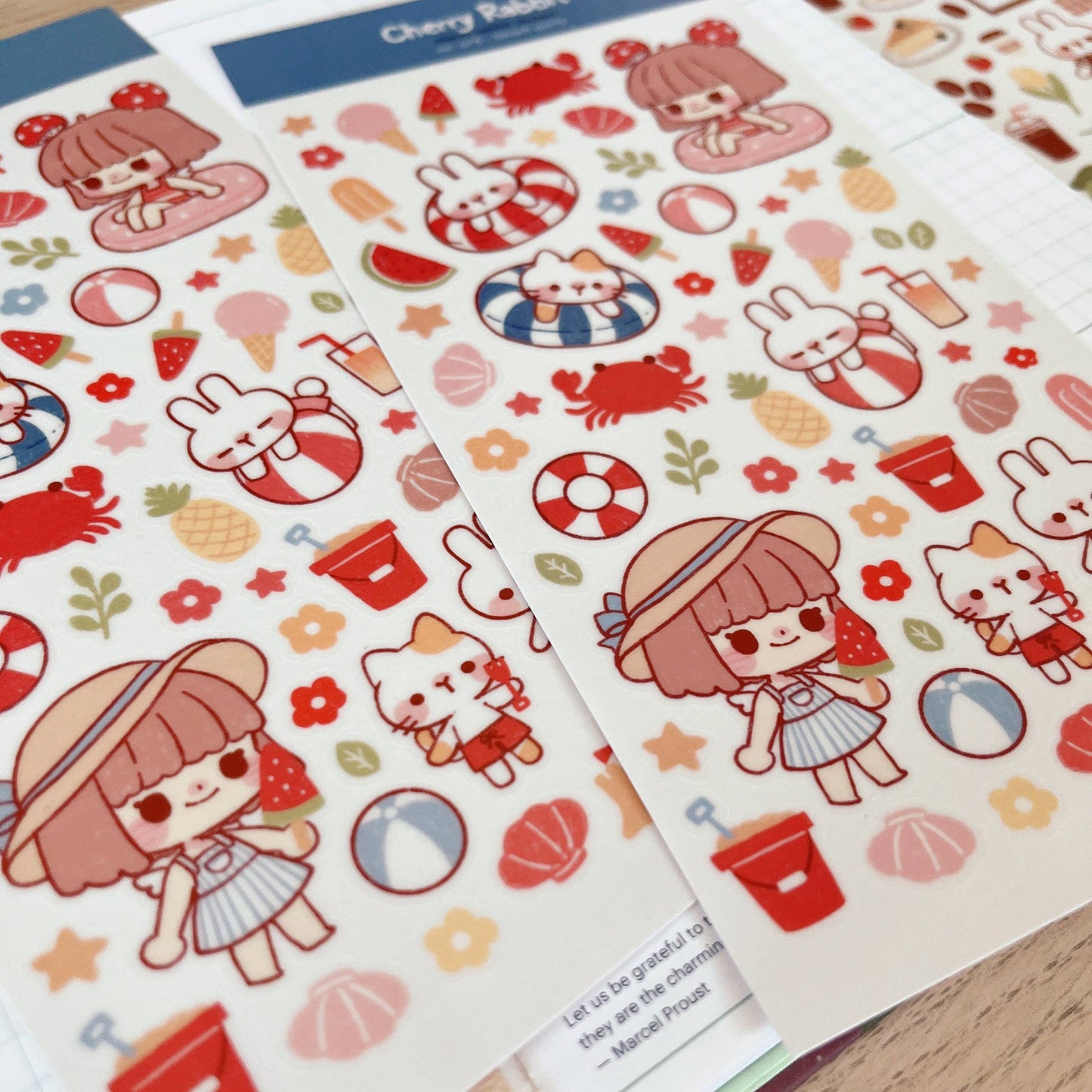 Cherry Rabbit Sticker Sheet - Beach Party