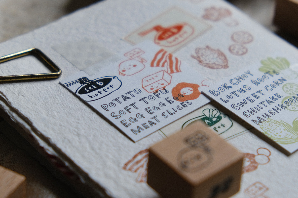 Hotpot set of small Eileen Tai stamps. Examples of both Set A and Set B.