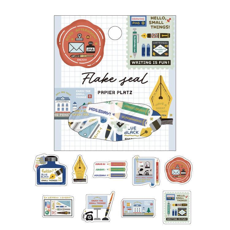 Papier Platz Flake seal pack with fountain pen, ink bottle and wax seal stickers