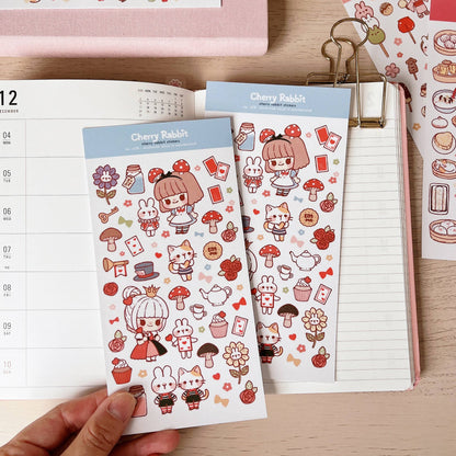 Cherry Rabbit Sticker Sheet - Wonderland
