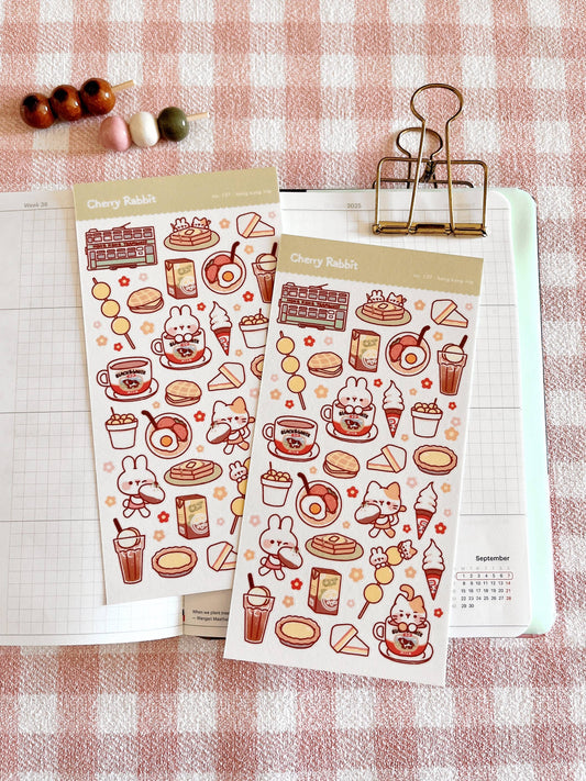 Cherry Rabbit Sticker Sheet - Hong Kong Trip
