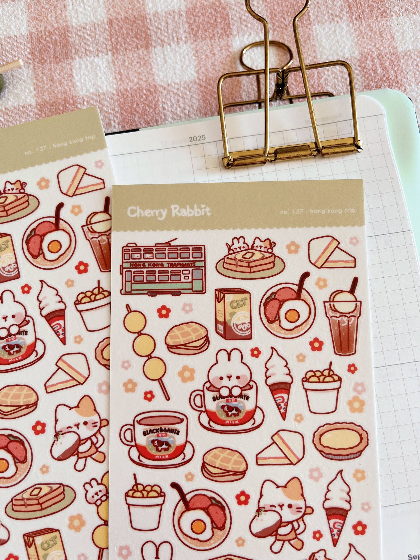 Cherry Rabbit Sticker Sheet - Hong Kong Trip #127