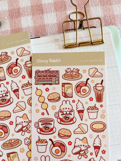 Cherry Rabbit Sticker Sheet - Hong Kong Trip #127