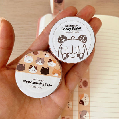 Cherry Rabbit Washi Tape - Cat Heads