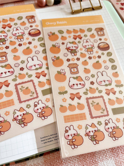 Cherry Rabbit Sticker Sheet - Sweet Orange