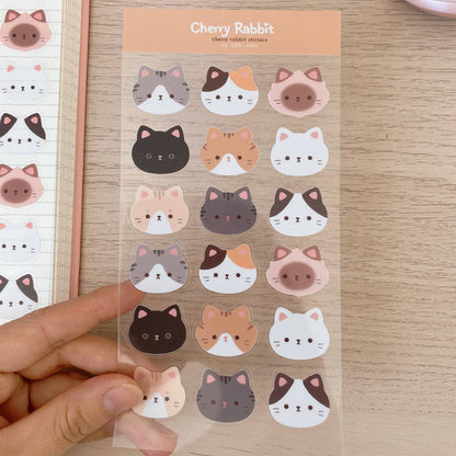 Cherry Rabbit Sticker Sheet - Cat Heads
