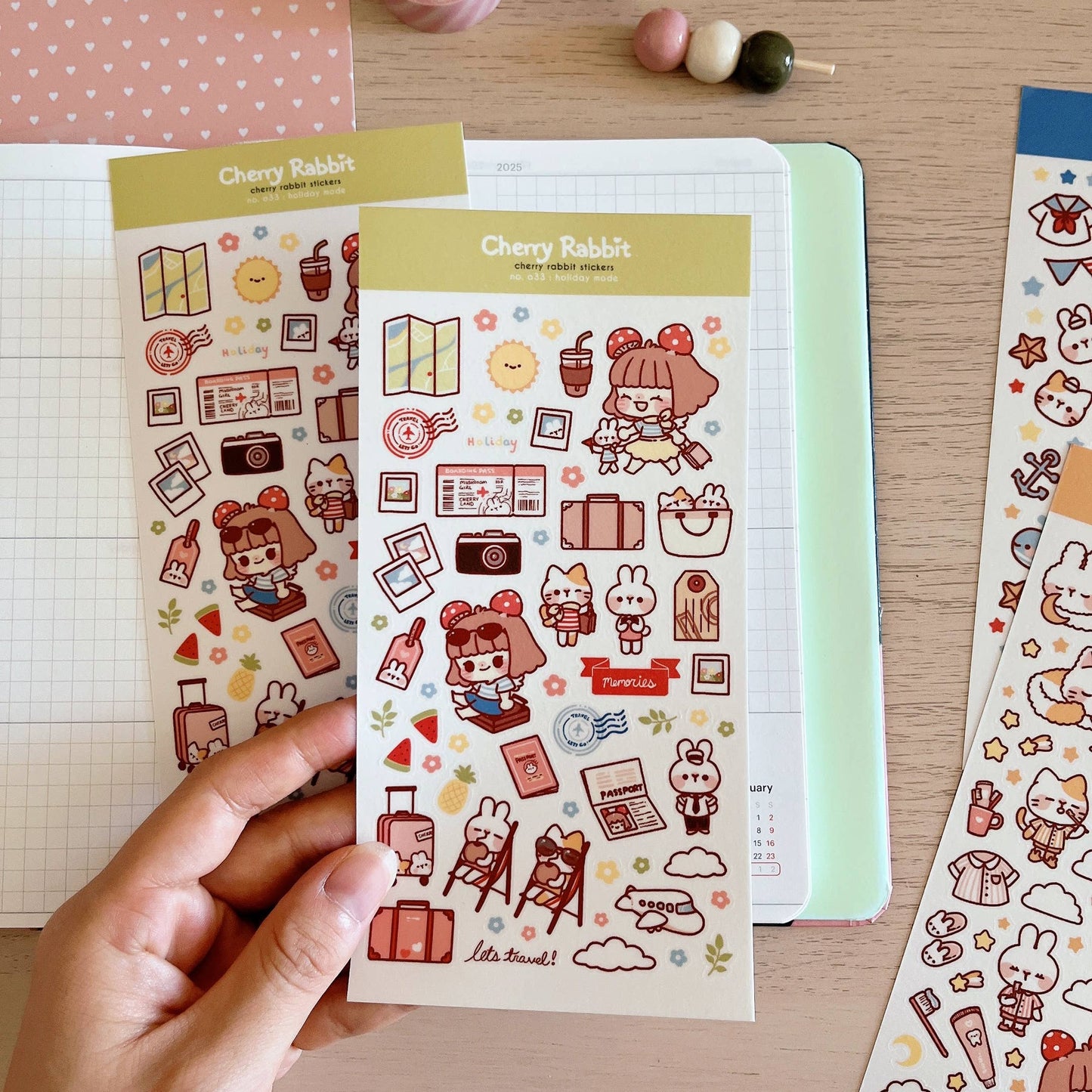 Cherry Rabbit Sticker Sheet - Holiday Mode