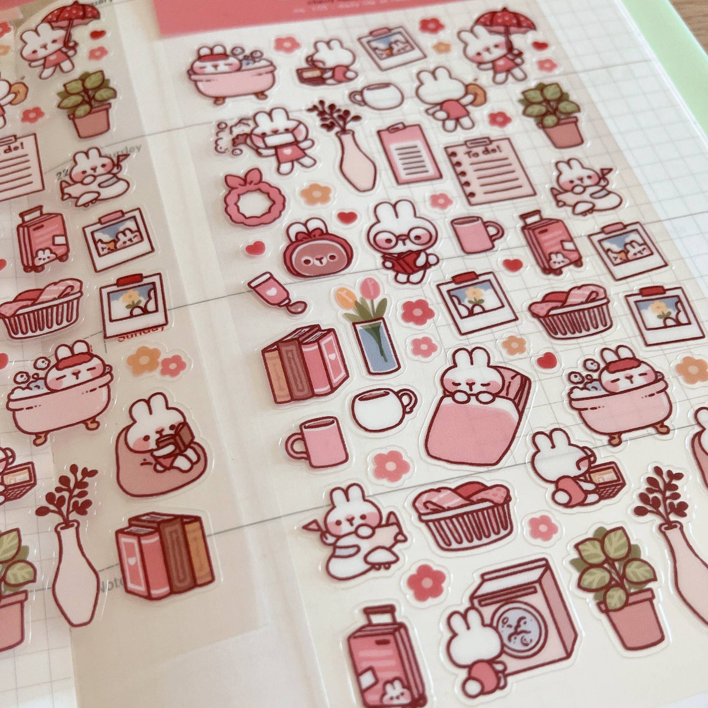Cherry Rabbit Sticker Sheet - Daily Life of Rabbit