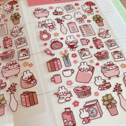 Cherry Rabbit Sticker Sheet - Daily Life of Rabbit