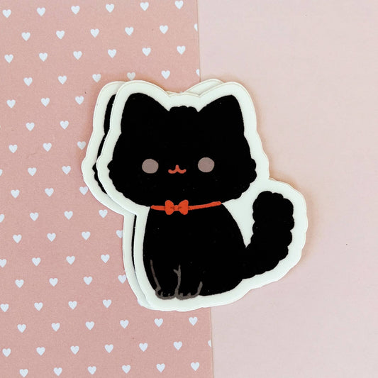 Cherry Rabbit Vinyl Die Cut Sticker - Black Cat