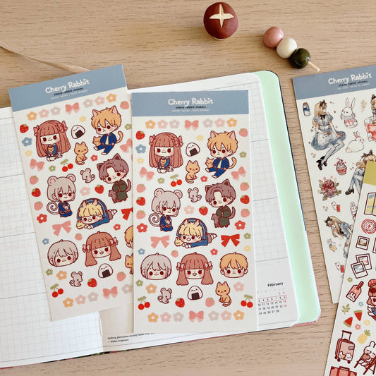 Cherry Rabbit Sticker Sheet - Fruits Basket Sticker Sheet
