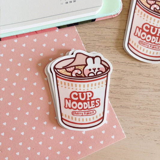 Cherry Rabbit Vinyl Die Cut Sticker - Cup Noodle