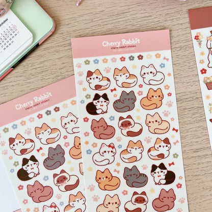Cherry Rabbit Sticker Sheet - Cat Loaf