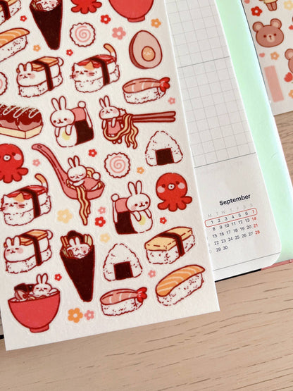 Cherry Rabbit Sticker Sheet - Sushi & Rabbits