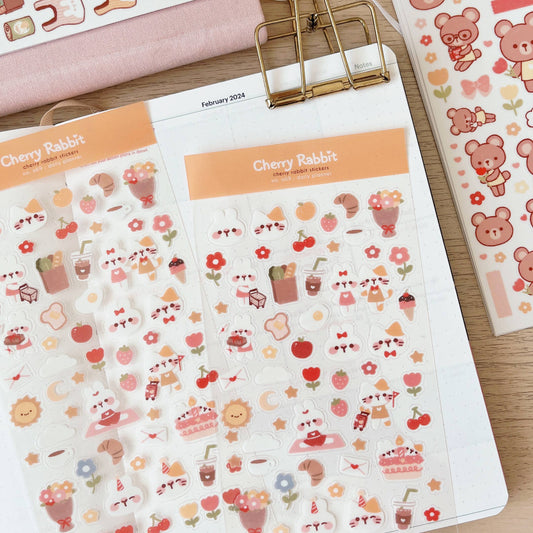 Cherry Rabbit Sticker Sheet - Daily Planner