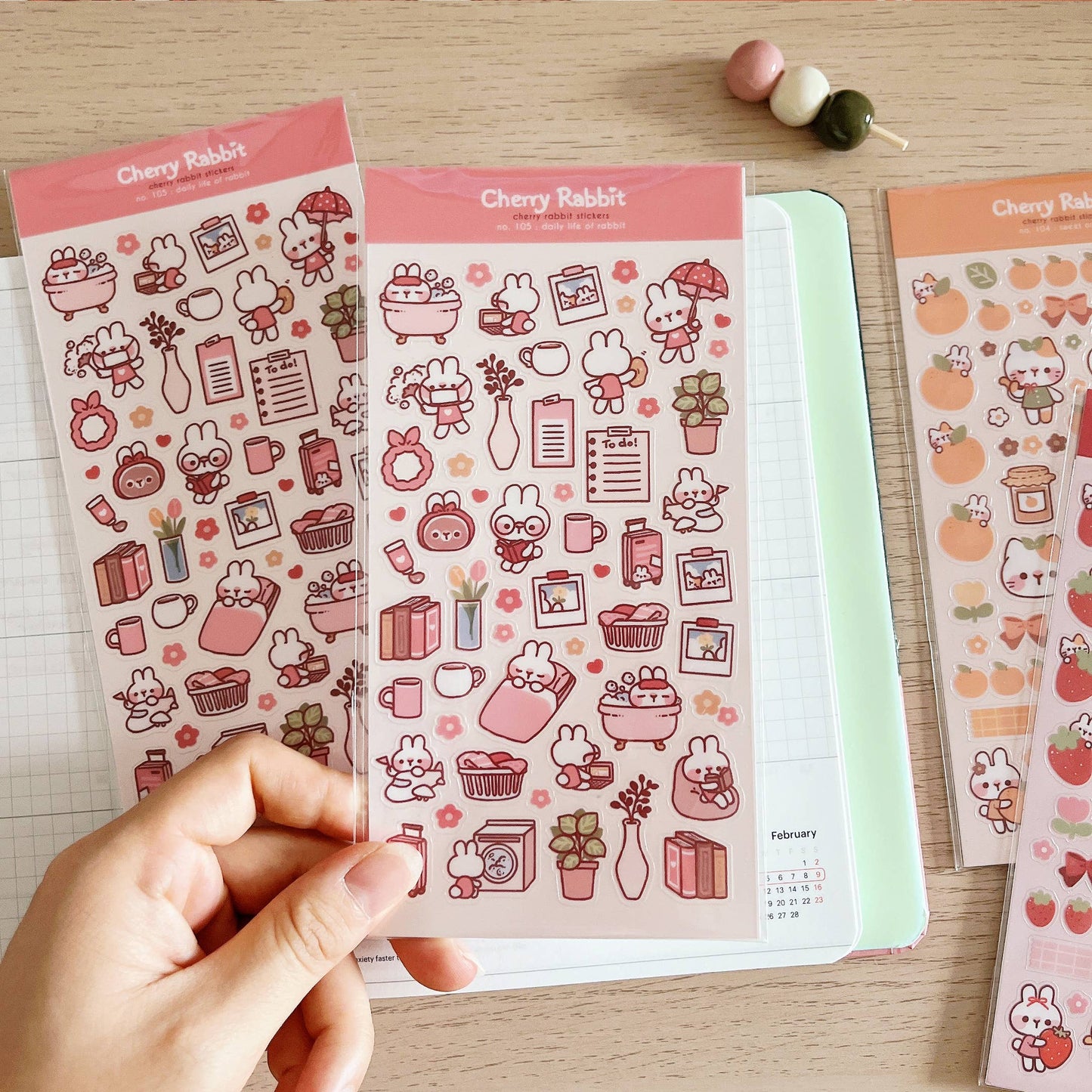 Cherry Rabbit Sticker Sheet - Daily Life of Rabbit
