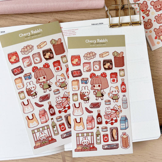 Cherry Rabbit Sticker Sheet - Grocery Store