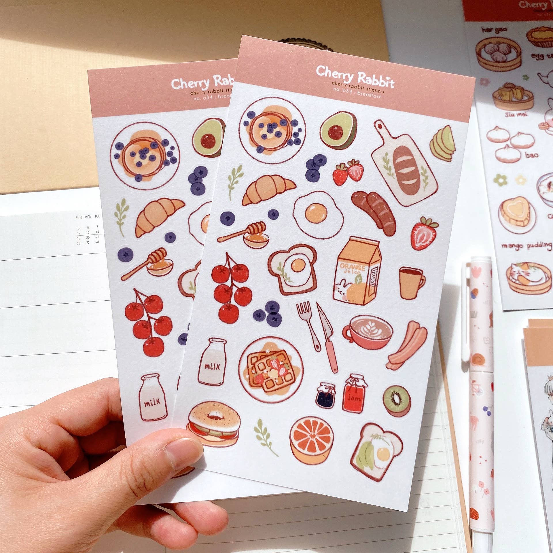 Cherry Rabbit Sticker Sheet - Breakfast #34 – Happy Mail Studios