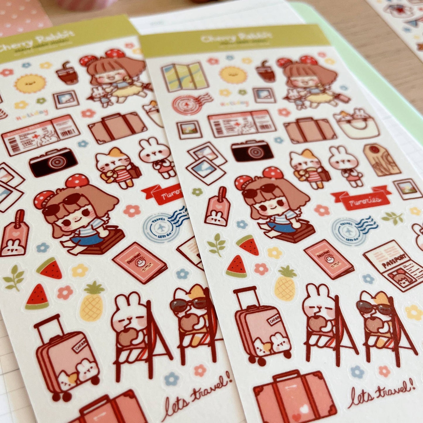 Cherry Rabbit Sticker Sheet - Holiday Mode