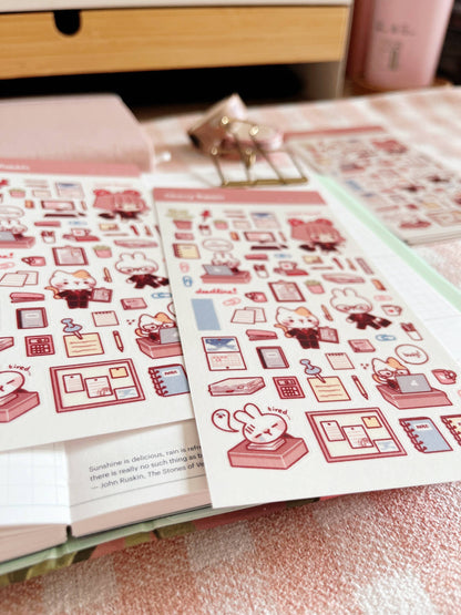 Cherry Rabbit Sticker Sheet - Office Days